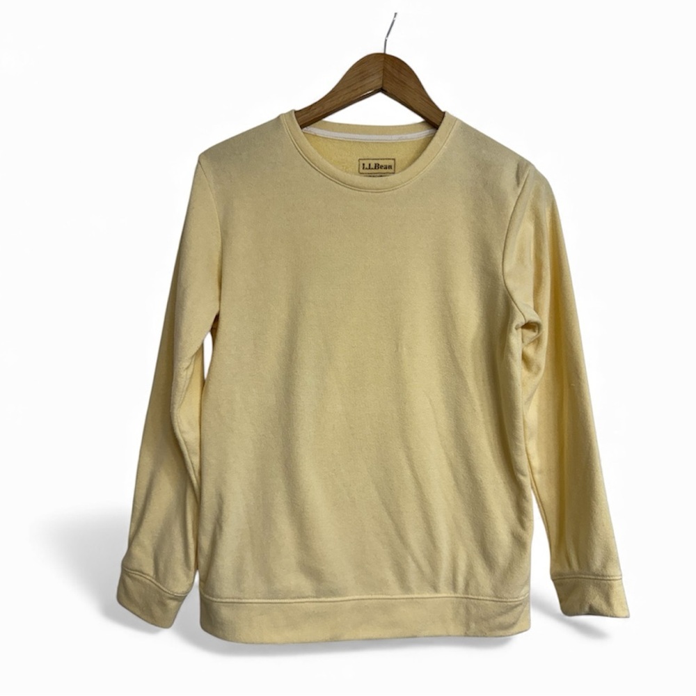 LL Bean Women's Terry Cloth Crewneck Sweatshirt Yellow Medium